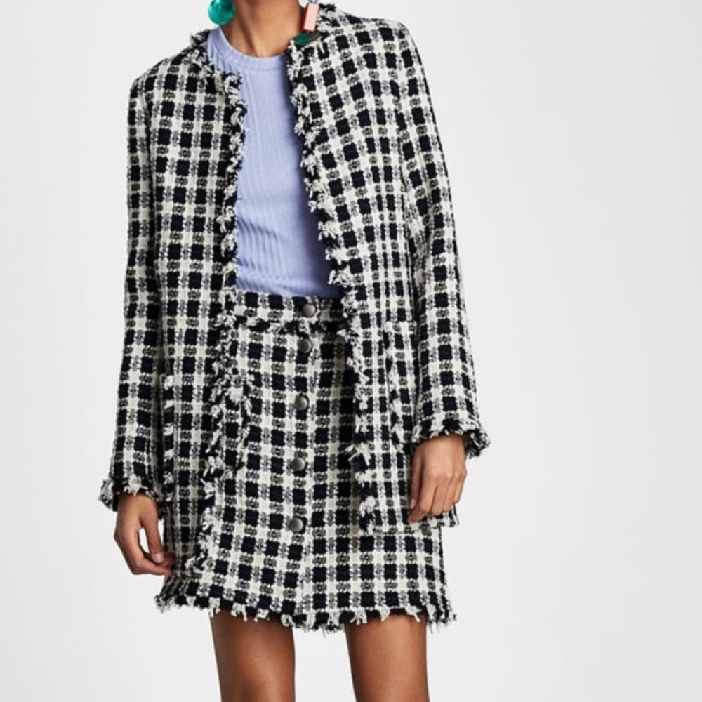 Zara Check Long Jacket - Picture 5 of 8